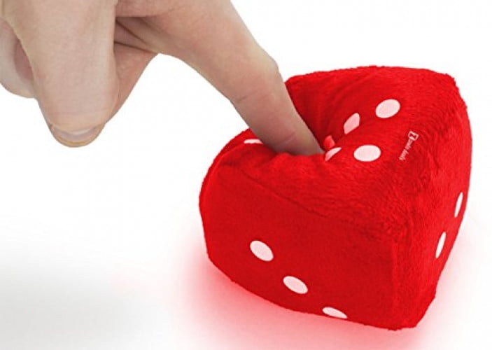 Hanging Red Fuzzy Dice with White Dots 