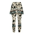 thumbnail image 4 of SCRAWLGOD Vintage Cow Print American Tribal Beige Skirted Leggings for Women Non See-Through Casual Athletic Skorts Leggings High Waist Washable Tennis Yoga Golf Tights with Pocket, L, 4 of 7