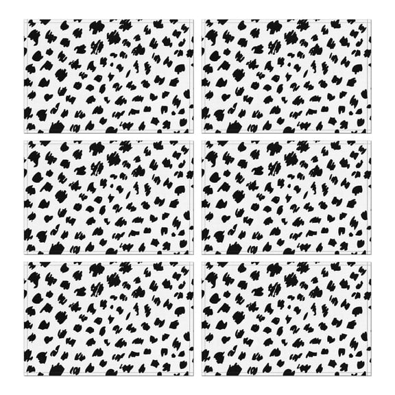 White and Black Of Leopard Print Summer Placemats Table Placemats Set Of 4-Linen Kitchen Washable Placemats Table Mats 11.8"x17.7"Non-Slip Heat Resistant
