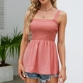 thumbnail image 6 of Mittory Women's Summer Ruffle Hem Smocked Tank Tops Sleeveless Strappy Cami Blouse Peplum Top Square Neck Babydoll Shirts, 6 of 7