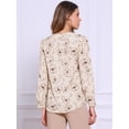 thumbnail image 3 of DARING DIVA V Neck 3/4 Roll Sleeve Button Down Dressy Tops Shirts XS Apricot, 3 of 6
