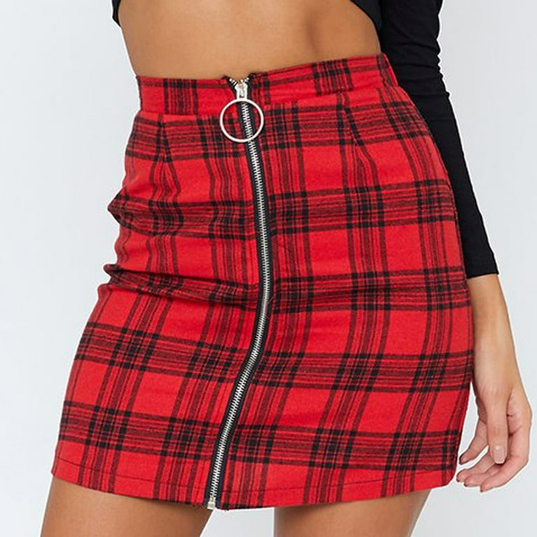 High Waist Plaid Skirt 