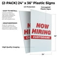 thumbnail image 2 of Now Hiring Custodians (2-PACK) 24" x 36" Plastic Signs | Sign Insert 4mm Corrugated Plastic Signs Storefront Window Poster, 2 of 2
