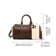 Genuine First Layer Cowhide Women's Lychee & Wrinkled Texture Cylinder Handbag & Shoulder Bag