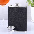 thumbnail image 3 of iMucci Stainless Steel Colorful Glitter Hip Flask for Liquor with Funnel - Stores 8 Ounces/240ml, Black, 5.3in Height, 3 of 5