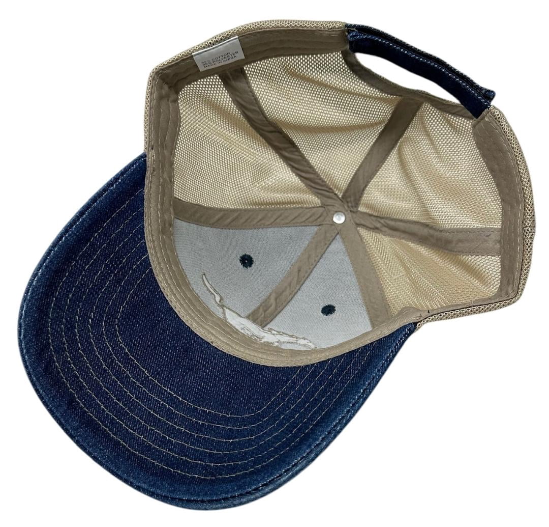 Ford Mustang Men's Hat Embroidered Logo Blue Denim Mesh Panels Adjustable Cap