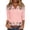 #116-Pink, variant on Craaazy Ladies Fashion 3/4 Sleeve Topss, V Neck Pleated Printed Casual Shirt, Relaxed Fit Comfy Tee for Everyday Outfits Gifts