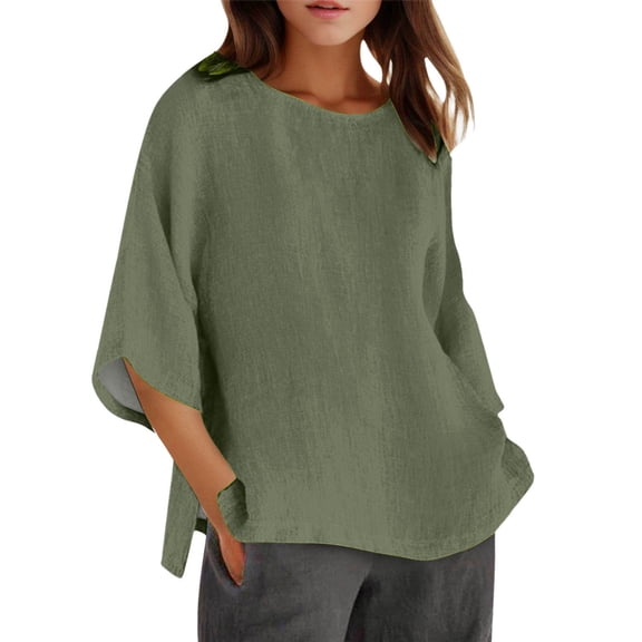 HCYSFG Plus Size Blouses for Women Summer Chiffon 3/4sleeve Tunic Tops Dressy Scoop Neck Casual Loose Flowy Shirts