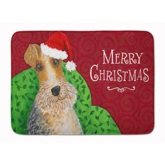 Wire Fox Terrier Christmas Machine Washable Memory Foam Mat