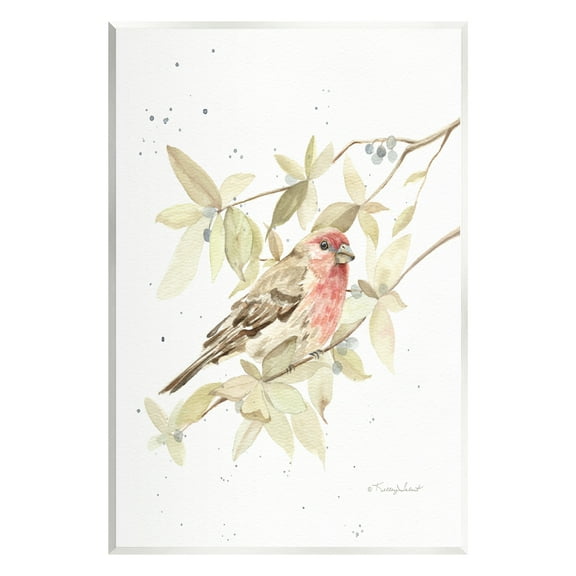 Stupell Industries Bird on Branch Watercolor Animals & Insects Painting Unframed Art Print Wall Art, 10 x 15