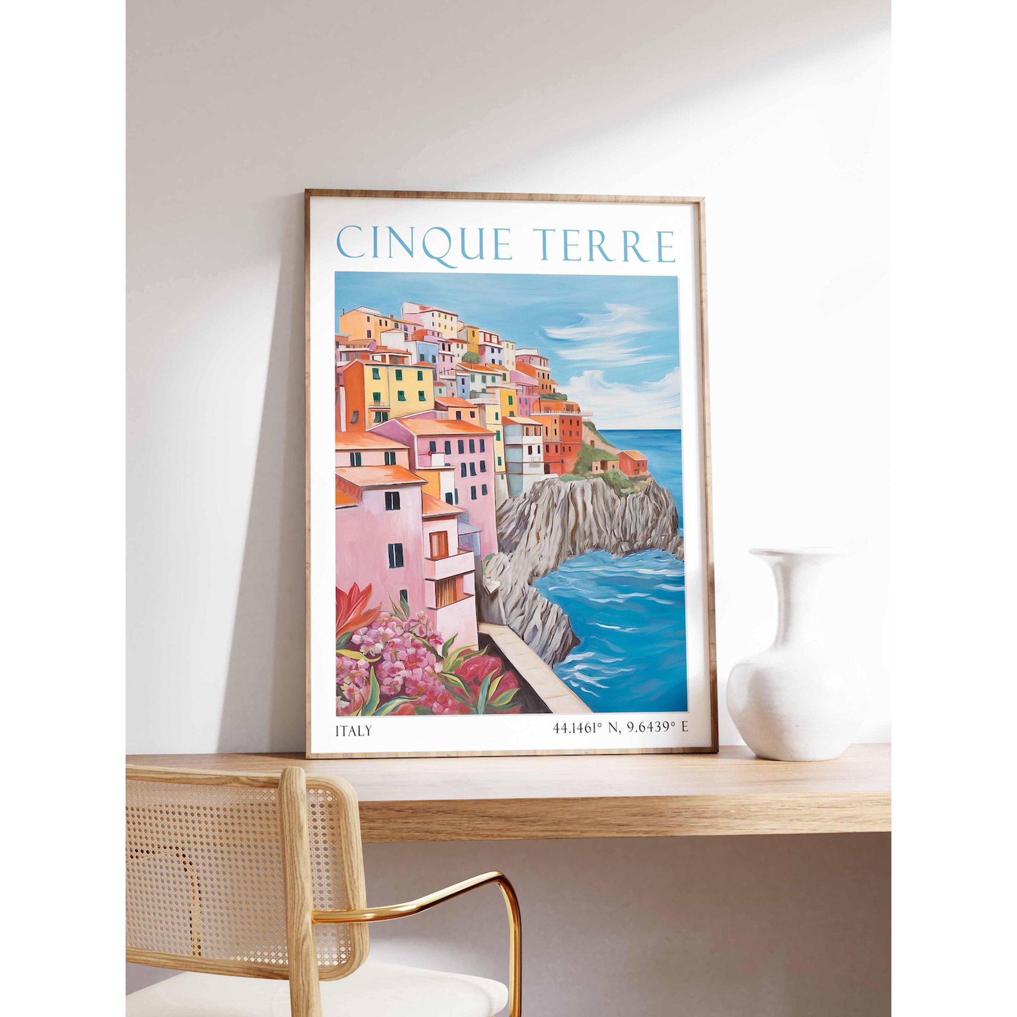 Cinque Terre Italy Travel Poster For Colorful Coastal Village Decor