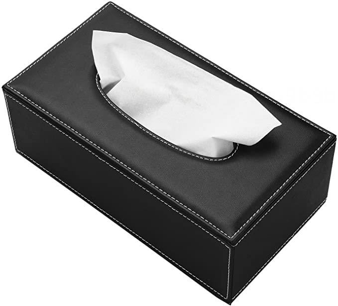 PU Leather Tissue Box Cover, Rectangular Box Holder Desktop Storage Box
