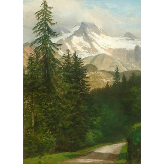 Landscape with Snow Capped Mountains-Bierstadt - CANVAS OR PRINT WALL ART