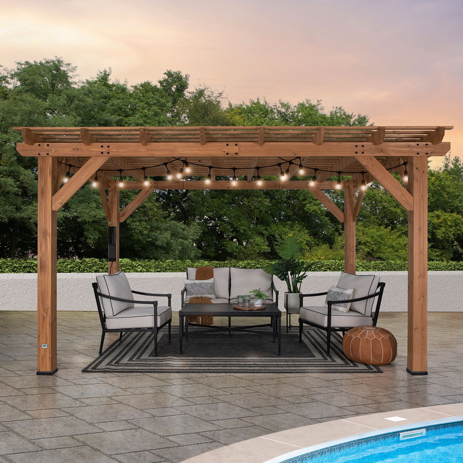 Backyard Discovery 14' x 10' Delray Cedar Pergola with PowerPort - Samsclub.com