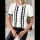 thumbnail image 4 of Blusas de Trabajo para Mujer, con Botones, Larga, Cuello en V, Encaje, Informal, con Botones, Camisas de Moda de Otoño, Blancas, S, 4 of 10