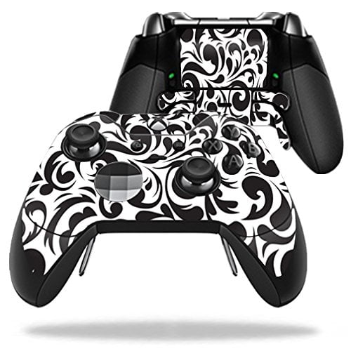 MightySkins Skin Compatible avec Microsoft Xbox One Elite Controller - Swirly Black Housse de Protection en Vinyle Durable et Unique Facile à Appliquer, à Retirer et à Changer de Style Made in The USA