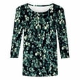 thumbnail image 5 of CYMMPU Spring Tops Crew Neck 3/4 Sleeve Loose Fit Blouses for Women Dressy Casual Tunic Tops Summer Fashion Shirts Floral Printed Lightweight Basic T-Shirts Multicolor XXXL, 5 of 5