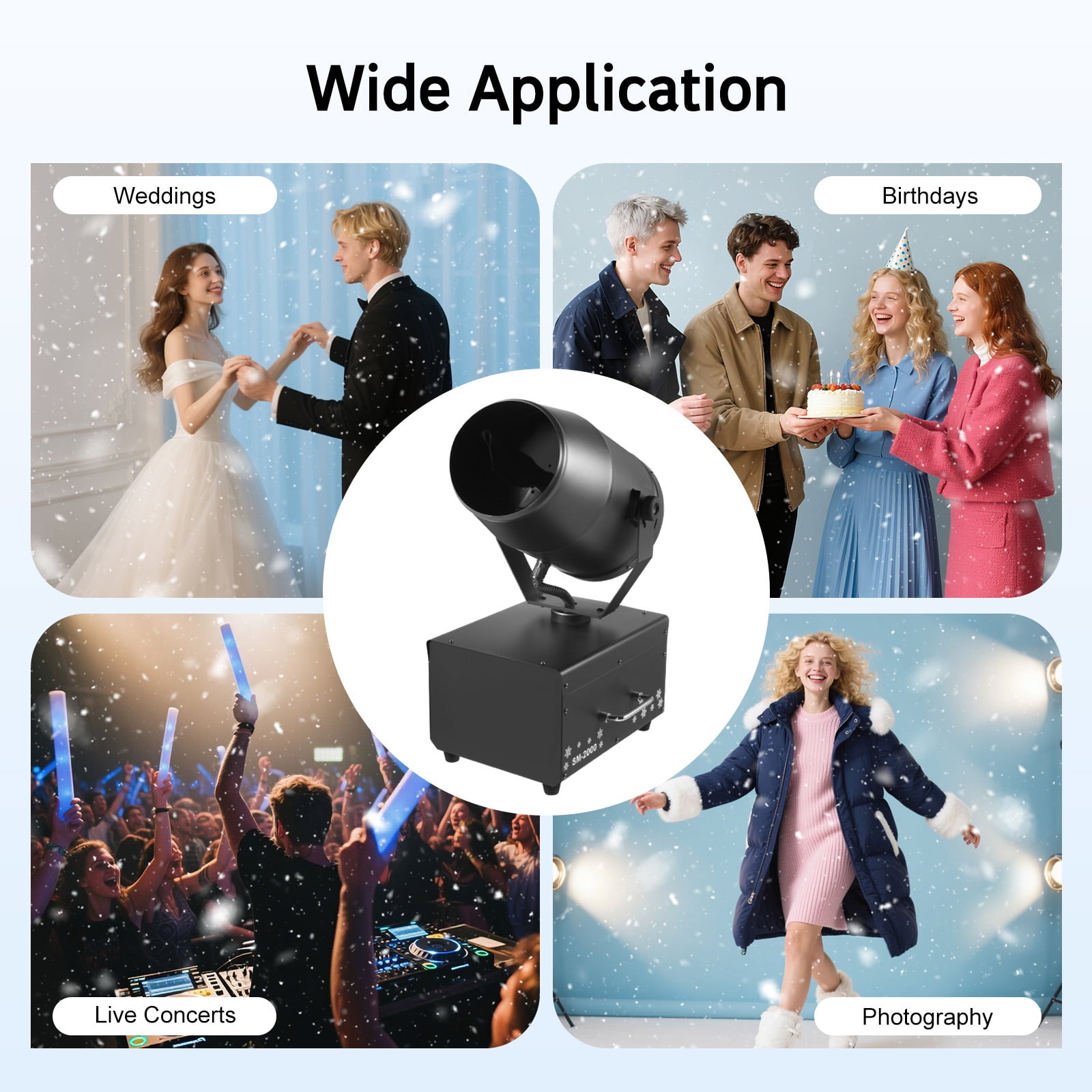 2000W Snow Machine, Shaking Head Jet Foam Machine w/Remote Control, 9.84ft Spraying Distance Manual Indoor/Outdoor Artificial Snow Making Machine for Party Christmas Wedding
