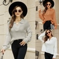 thumbnail image 2 of Suéter de solapa diseñado para otoño e invierno, suéter informal holgado de estilo perezoso para mujer, suéter de fondo, tops de nicho, 2 of 4
