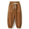thumbnail image 2 of LYHaoo Toddler Kids Baby Girls Boys Pants Athletic Active Jogger Pants Sweatpants Thick Winter Warm Long Bottoms Trousers Loose Girls Pants Sizes 8-9 Years Brown, 2 of 6