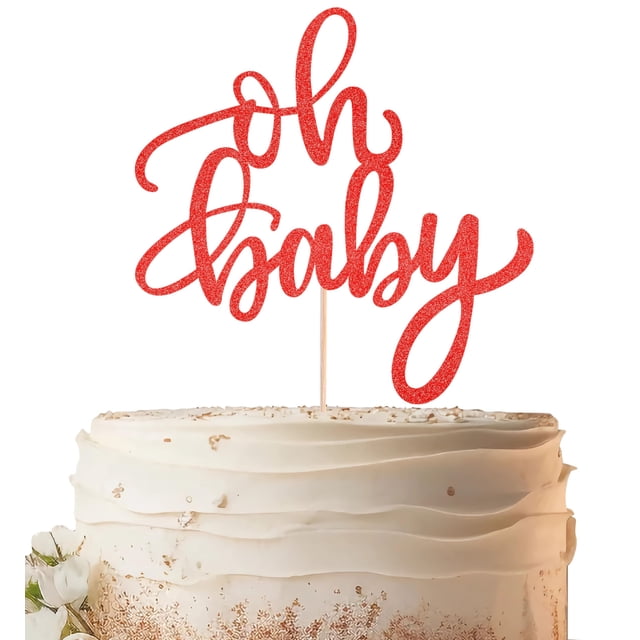 Topper para torta EONNCNT Oh Baby con brillo rojo 16 x 21 cm