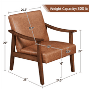 Alden Design Modern Accent Chair with Wooden Frame, Warm Brown Faux Leather