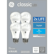 GE classic LED 60 watt equivalent A19 Daylight Dimmable LED light bulbs (4 pack)