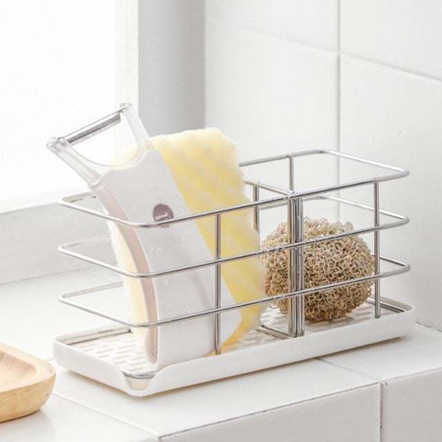 Soporte de esponja Macarena Organizador de fregadero de cocina 20x8.5x10cm Blanco