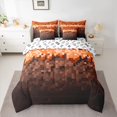thumbnail image 2 of Castle Fairy Children Teens Adults Pixelated Miners Game Bedding Comforter Set 7pcs,Abstract Plaid Camouflage Queen Bedding Sets Super Cozy,Brown Orange Grid Patchwork Queen Sheet Sets, 2 of 8