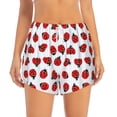 thumbnail image 4 of Lsque Ladybug On Blue Stripes Printed Women's Running Shorts with Liner Pockets,Elastic Quick Dry Workout Athletic Gym Yoga Shorts,Womens High Waist Shorts-Small, 4 of 9