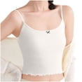 thumbnail image 7 of ShomPort Womens Pajamas Lace Solid Color Front Bow Knot Cotton Crop Tank Tops Soft Fixed Cup Padded Lightweight Nightwear, 7 of 7