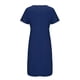 thumbnail image 4 of Vestido Umfun para mujer, cuello en V, botones, falda larga, manga corta, liso, versátil, azul oscuro, talla 2XL, 4 of 5