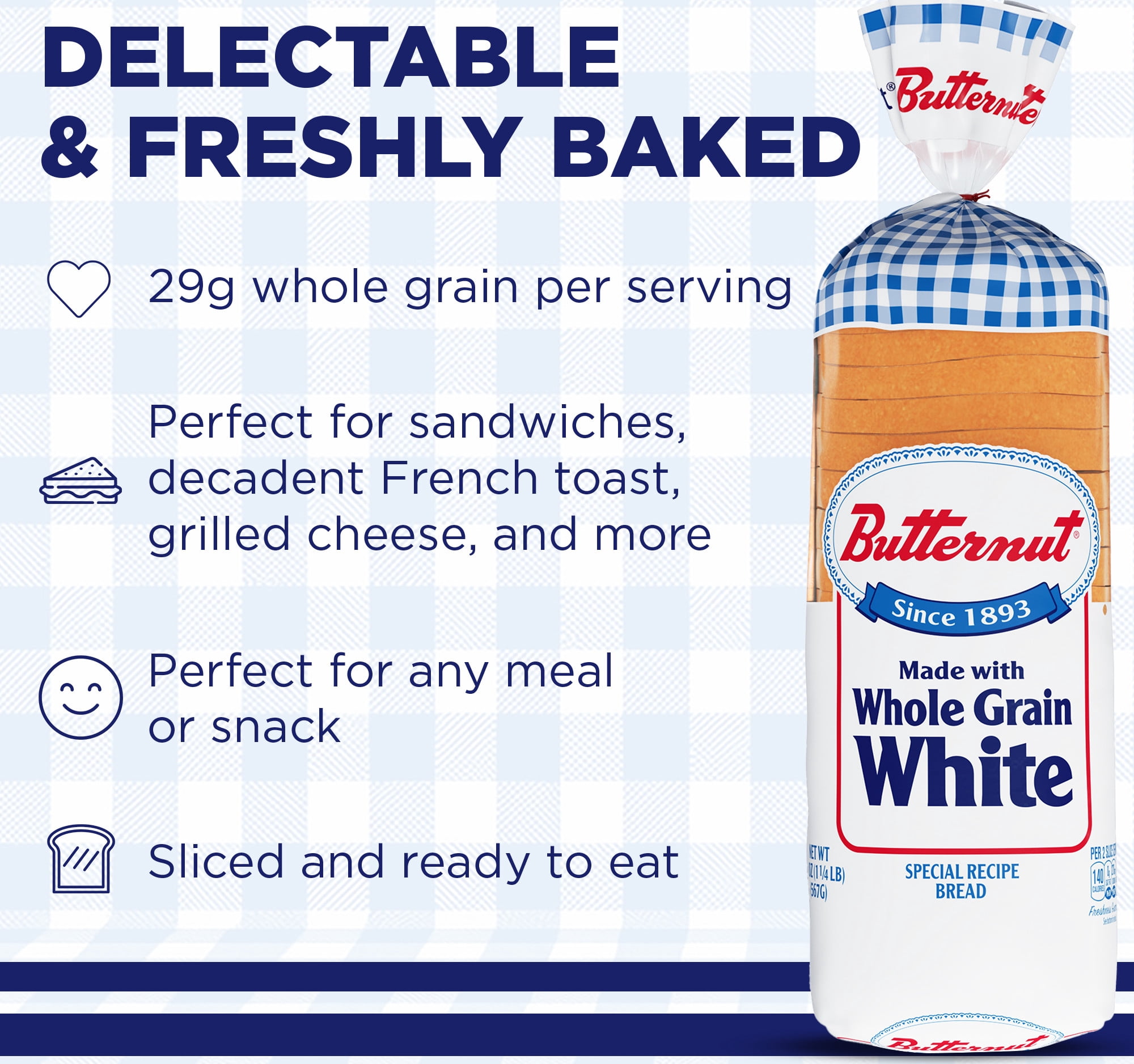 Butternut Whole Grain White Bread, 20 oz