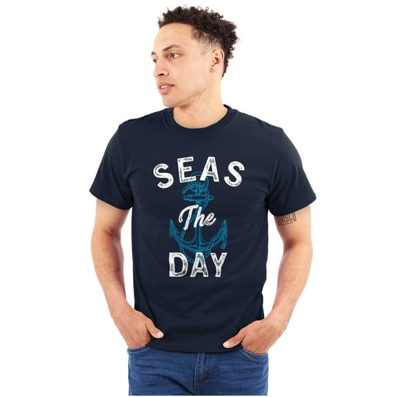 Seas The Day Cute Beach Anchor Plus Size Crewneck Graphic Tee Shirt Brisco Brands 2X