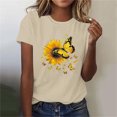 thumbnail image 2 of HAPIMO Women' Plus Size Fashion Clothes Flower Graphic Crew Neck Tees Casual Loose Elegant Blouses Bsaic Tees Summer Tops for Women Dressy Tunic Beige XXL, 2 of 4