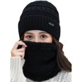 thumbnail image 2 of Sinhoon Womens Winter Knitted Fleece Beanie Earflap Scarf Neck Warmer Sets Ladies Bomber Crochet Slouchy Caps Casual Skateboard Ski Hats Outdoor Warm Cap, 2 of 3