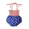 thumbnail image 4 of Hirigin 4th of July Baby Girl Outfits American Flag Sleeveless Strap Romper Bodysuit Independence Day Clothes, 4 of 6