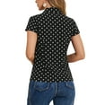 thumbnail image 3 of INSPIRE CHIC Women's Vintage Short Sleeve Tops Button Up Polka Dots Shirt S Black, 3 of 6