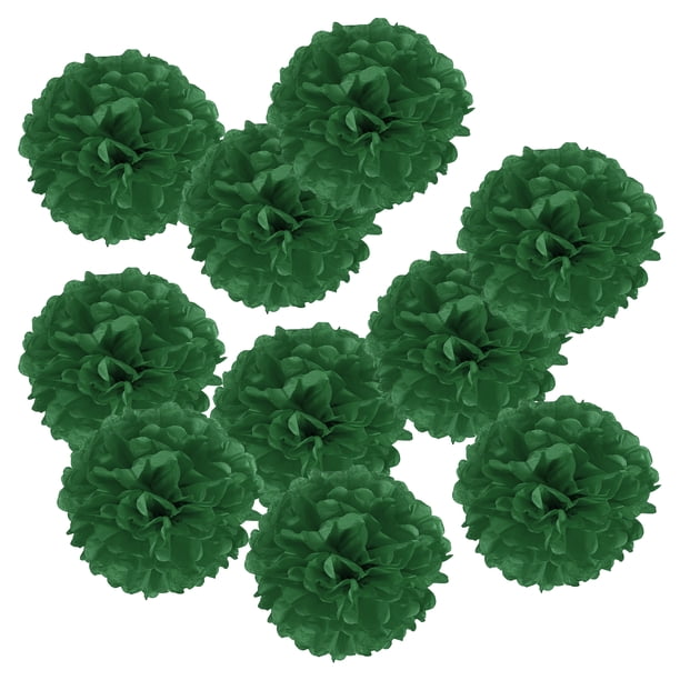Uxcell 10" Pom Poms de papel flores bola decoración de boda fiesta, verde oscuro 18 paquetes