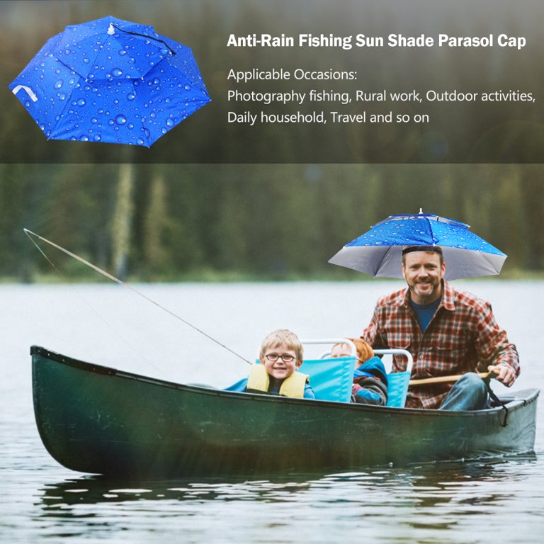 Portable Rain Umbrella Hat Foldable Outdoor Anti-UV Head Cap (Silver Gray)
