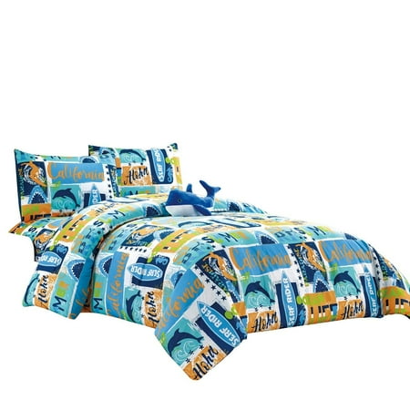 Wpm Kids Collection Bedding 5 Piece Blue Ocean Life Full Size