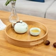 thumbnail image 4 of Round Natural Bamboo Serving Tray | Wooden Serving Trays | Butler Style Bamboo trays with Handles, 4 of 6
