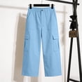thumbnail image 6 of Pants for Women Elastic Waist Solid Color with Casual Clothes Pockets Full Length Capris Pants Light Blue XXXXL, 6 of 8