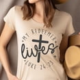 thumbnail image 4 of Inspirational Christian Tee with Cross and Luke 24:23 Print, Ash, Size XL, 4 of 6