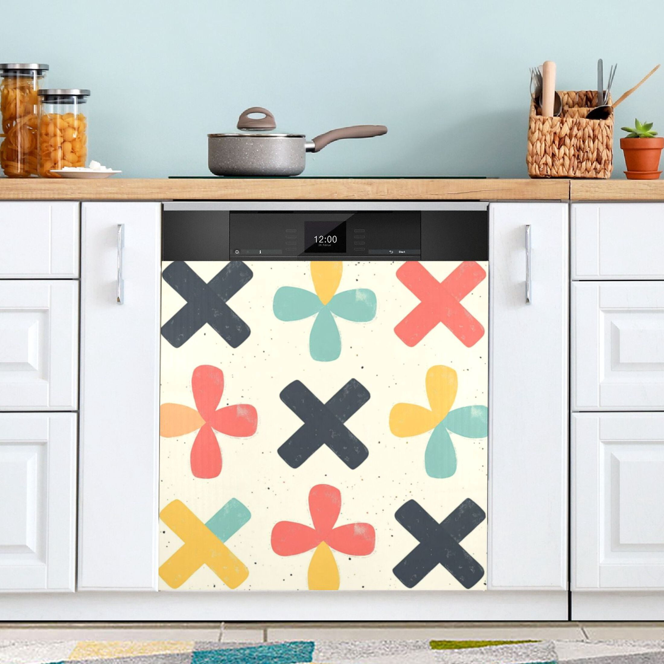 Dishwasher Magnetic Sticker 23x26 Inch Refrigerator Magnetic Sticker Washing Machine Magnetic Sticker Kitchen Panel Magnetic Sticker Home Decor Colored Cross Pattern