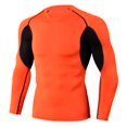 thumbnail image 2 of HCURIBAD Compression Shirt Men Clearance Men's Tights Stretchy Quick Dry Long Sleeve Athletic Fitness Clothing Long Sleeve Compression Shirt Gym Shirts Men Mens Workout Shirts Orange L, 2 of 4