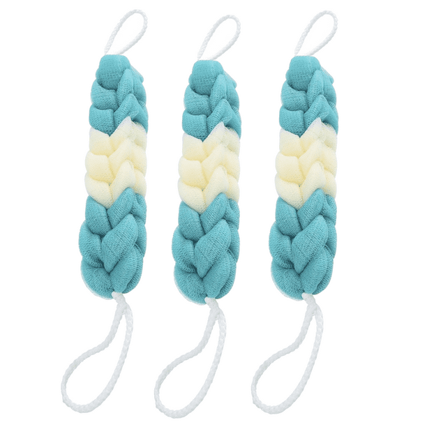 Long Loofah for Shower, 3 Pack Stretchable Braided Loofahs Sponge, Mesh