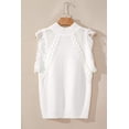 thumbnail image 5 of I AM A FASHION JUNKY White Woven Tasseled Sleeveless Mock Neck Sweater Vest, 5 of 8