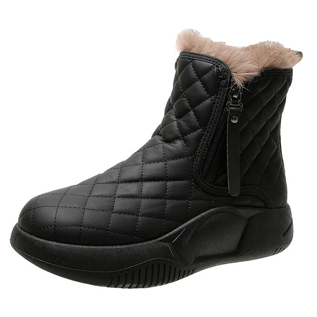 Qarigey Botas de nieve de invierno Botas cortas con forro cálido Moda para trekking Hiker Winter Calzado Negro 36 yardas