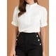 thumbnail image 5 of CAMISA DE BOTONES CON VOLANTES PARA MUJER INSPIRAR CHIC DE MANGA CORTA SÓLIDA BLUSA DE OFICINA L BLANCA, 5 of 6